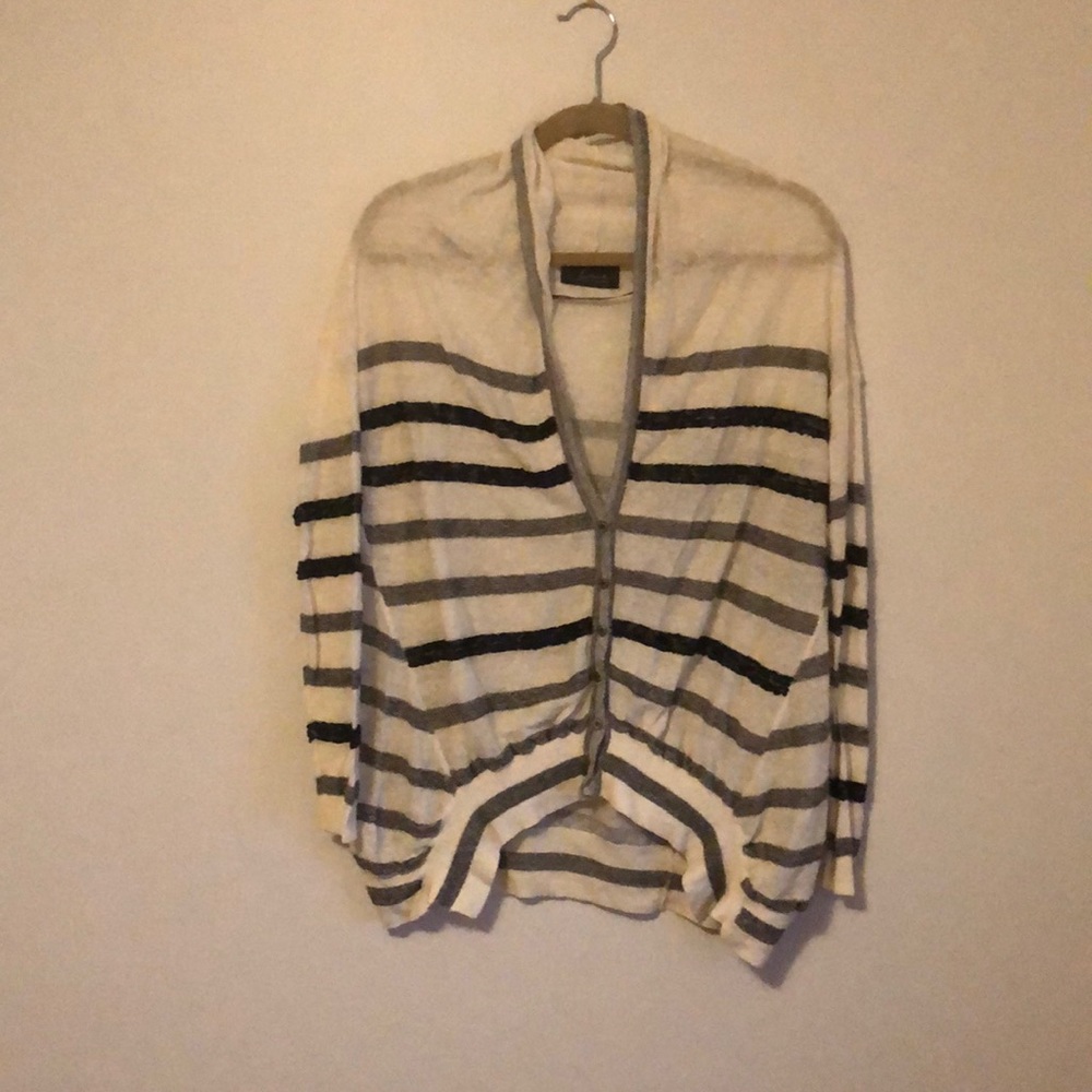 Lightweight striped linen cardigan